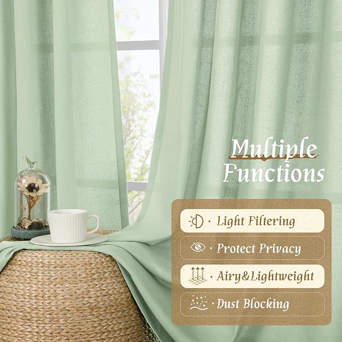 Light Filtering Linen Curtains 84 Inch - Image 9