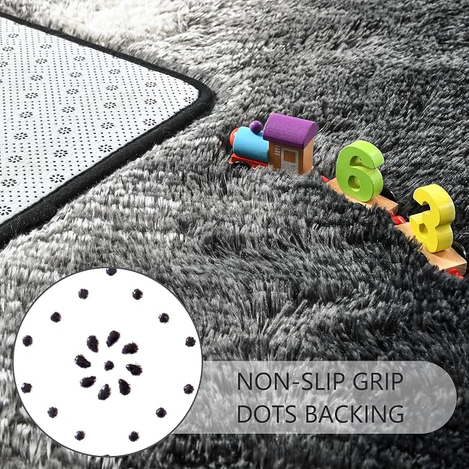 4x6 Black and White Fluffy Soft Area Rug Non-Slip - Image 5