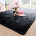 4x6 Black and Grey Fluffy Soft Area Rug Non-Slip by ModernHomeDecor