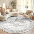 Round Rugs 6ft Washable Rug, Vintage Boho Medallion Rugs Non-Slip Soft Low Pile by VECARF