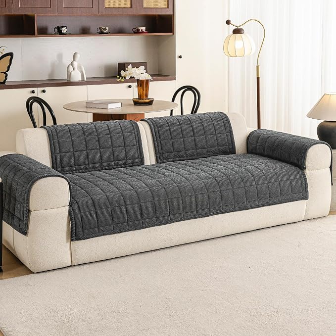 Velvet Couch Covers for Sectional Sofa Washable, Non-Slip L Shaped Sectional - Image 2