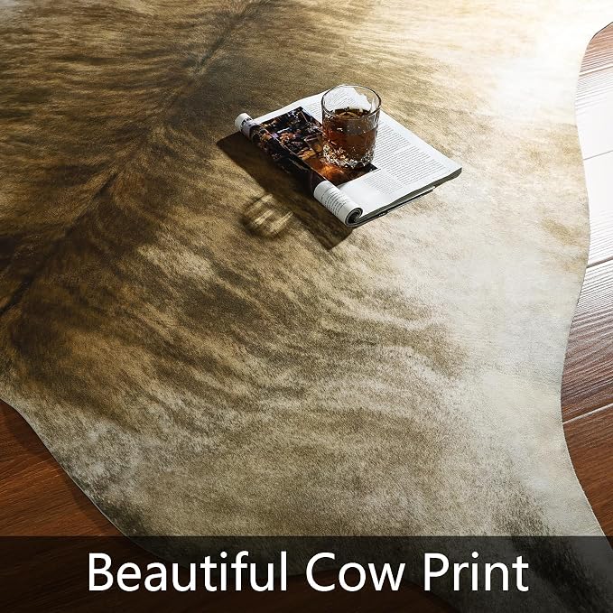 Western Faux Cowhide Rug, Animal Cow Hide Rug, 3.6 x 2.3 Ft Brownish | Premium - Image 3