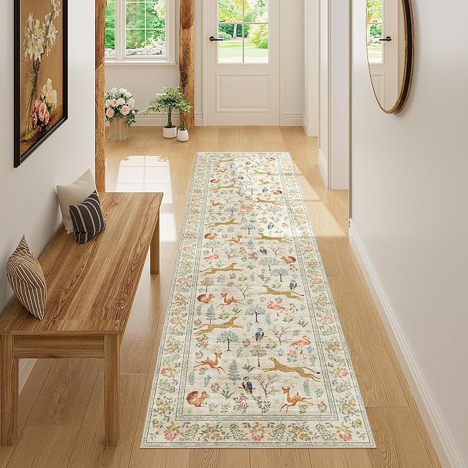 DUKINO 2x7 Runner Rug for Hallway, Washable Kitchen Rugs Non Slip, Stain by DUKINO