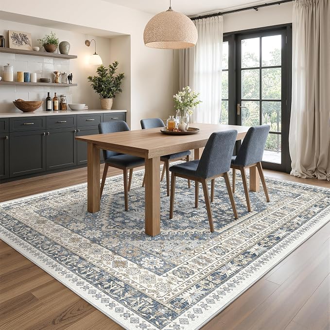 Area Rugs 5x7 Washable Rugs for Living Room, Ultra-Thin Soft Floral Vintage - Image 5