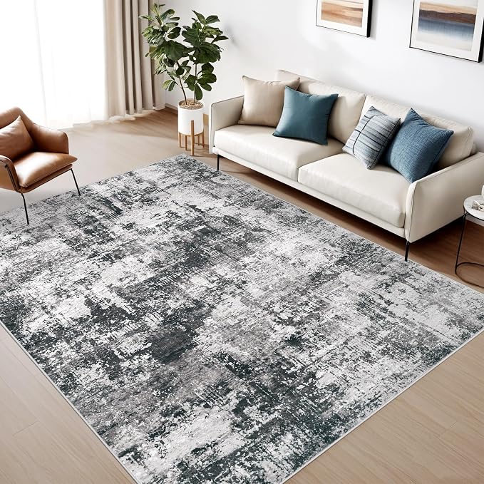 6x9 Area Rugs Washable Rug: Abstract Neutral Rugs Modern Non Slip Area Rug by MXSANYOORUG