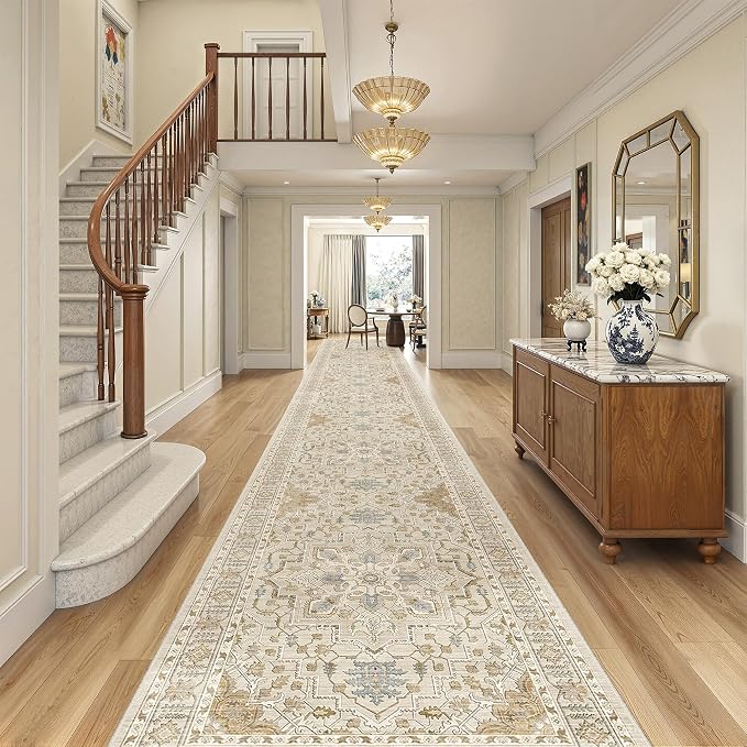 Madane Hallway Runner Rug 3x20 Washable Kitchen Runners 20ft, Soft Low-Pile by Madane