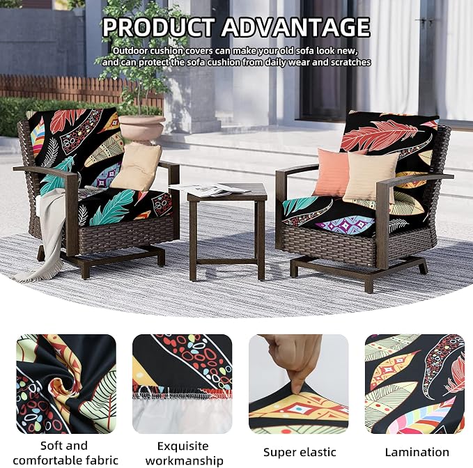 8PCS Patio Cushion Covers.Patio Furniture Couch SeatSlipcovers | Washable - Image 3