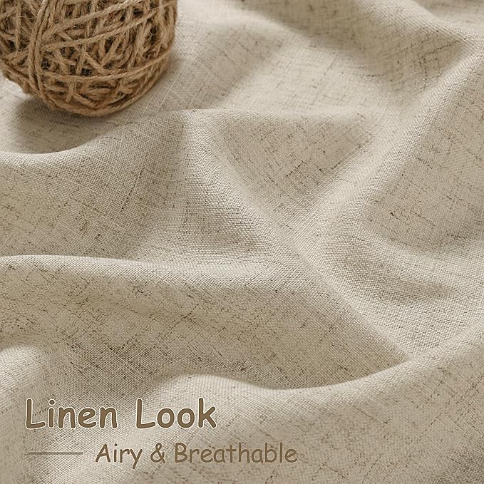 Eggshell Beige Linen Curtains 96 Inches Long - Image 4