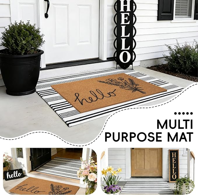 2 PCS Spring Welcome Door Mat Set, Farmhouse Spring Wildflower Doormat - Image 6