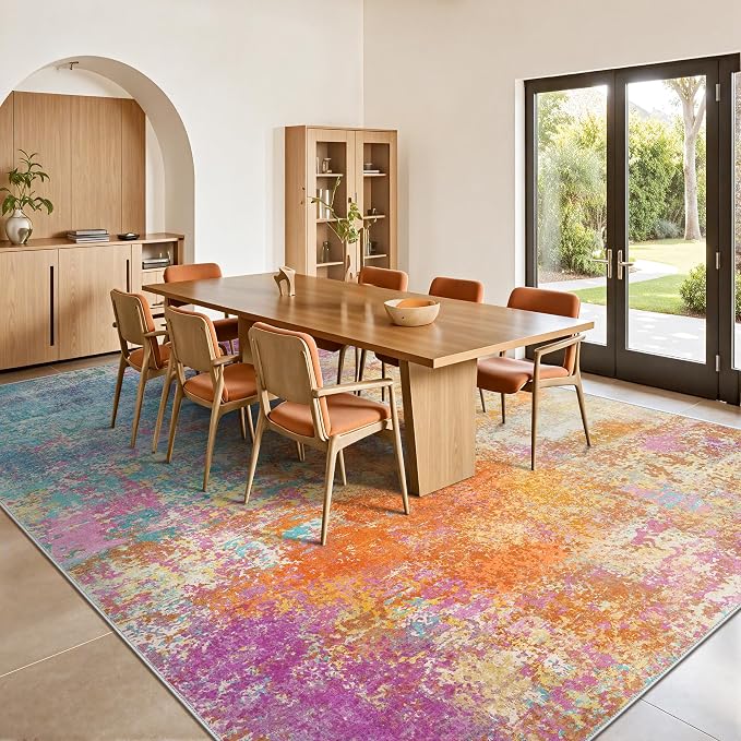8x10 Area Rugs, Abstract Modern Ultra Soft Washable Rug, Non Slip Carpet - Image 4