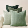 Topfinel Corduroy Throw Pillow Covers Pack of 2 LightGreen 22"x22" No Insert by Topfinel