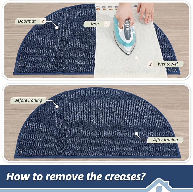 BEQHAUSE Dirt Trapper Door Mat 24" x 36" Half Circle Non Slip Rugs, Absorbent - Image 9