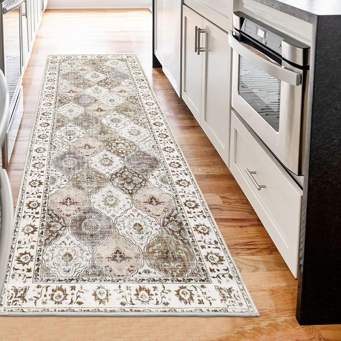 HEBE Hallway Runner Rug 2'x6', Washable Non Slip Kitchen Rug Runner | Soft Boho - Image 6