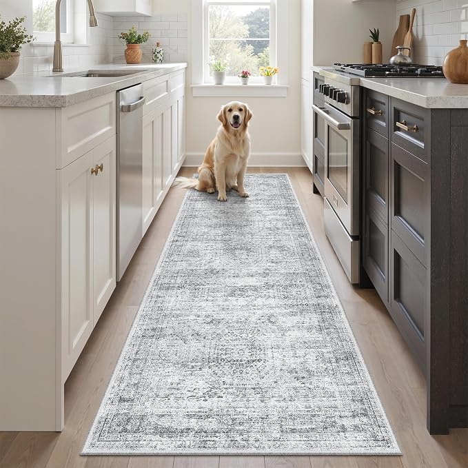 Soalmost Runner Rug 2x5 Washable Non-Slip Kitchen Entry Runners Grey | Soft - Image 2
