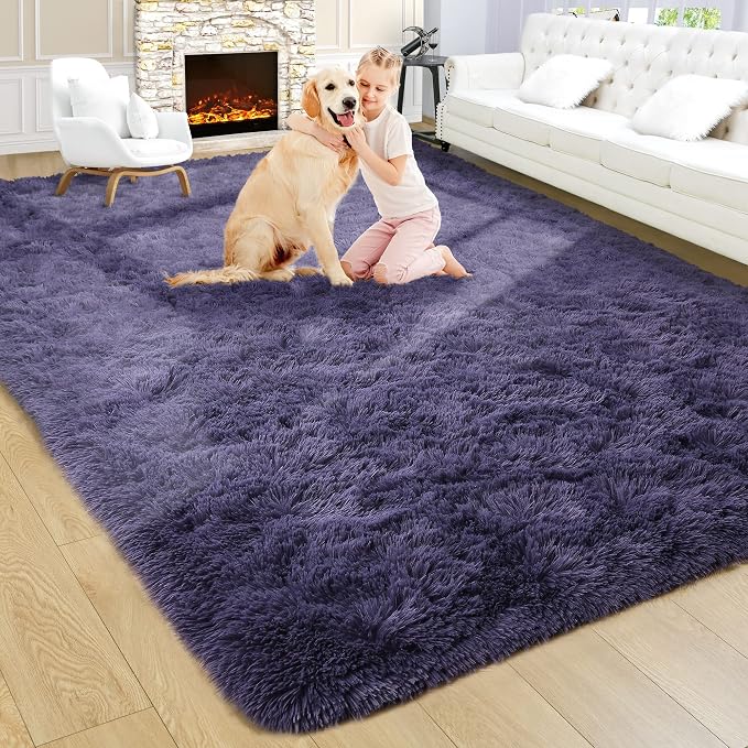 9x12 Extra Large Taro Purple Fluffy Area Rug Non-Slip - Image 8