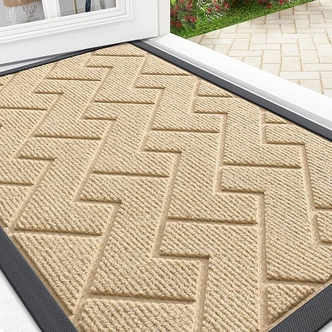 OLANLY Front Door Mat Outside 29.5x17, All-Season Absorbent Rubber Doormat | by OLANLY
