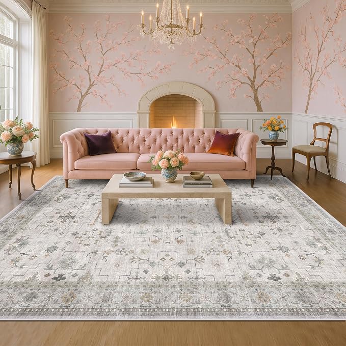 Large Light Gray & Sage 10x14 Living Room Rug - Image 6