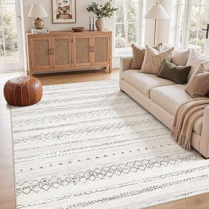 cotiled Boho 5x8 Area Rugs for Living Room: Soft Moroccan Washable Rug | Solve by COTILED