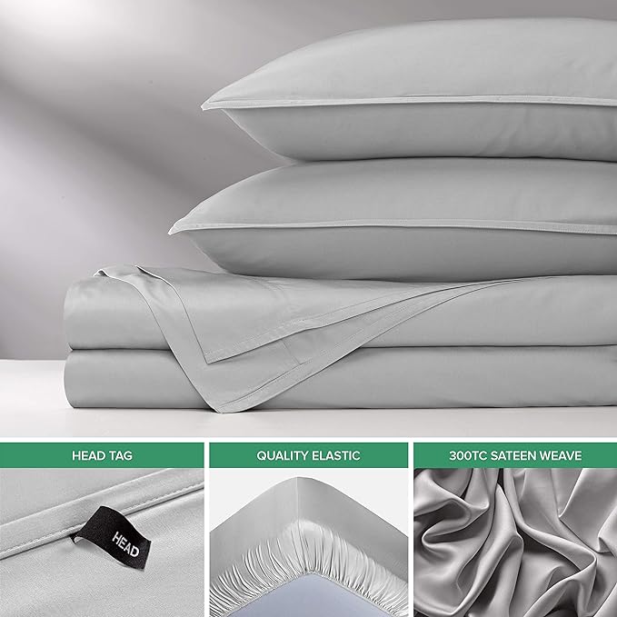 Split King Sheets by Pure Bamboo, Genuine 100% Organic Viscose Derived from Bamboo Bed Sheet Set, Soft & Cooling, Double Stitching *Not for Split Top (Split King, Silver Pearl)