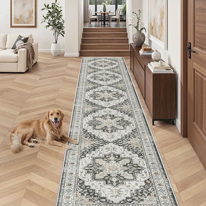 Madane Hallway Runner Rug 2'6''x16' Kitchen Runners Vintage, Stain-Resistant by Madane