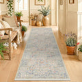 Vintage Beige Blue 2'6" x 8' Runner Rug by HazoHaus