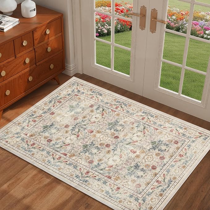 GarveeHome Small Beige Entryway Rug, 2x3 Washable Front Door Rug Indoor - Image 2