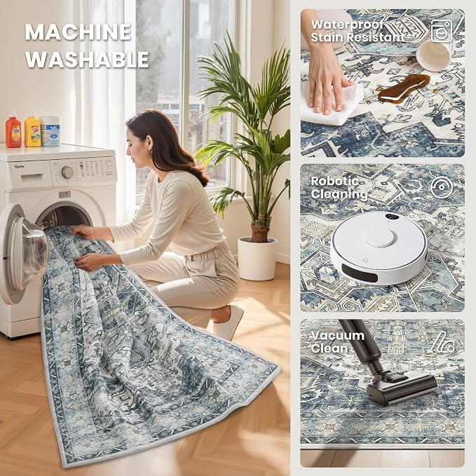 8x10 Area Rugs for Living Room, Large Washable Rug, Dining Room, Low Pile - Image 5