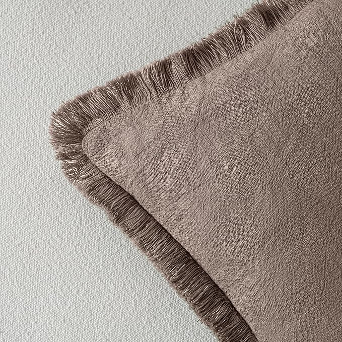 MIULEE Linen Decorative Fall Euro Throw Pillow Covers Malt Ball 26x26 | Set of 2 - Image 3