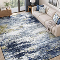 5x7 Area Rug for Living Room, Abstract Washable Non-Slip Rugs, Dark Blue | by Lofus
