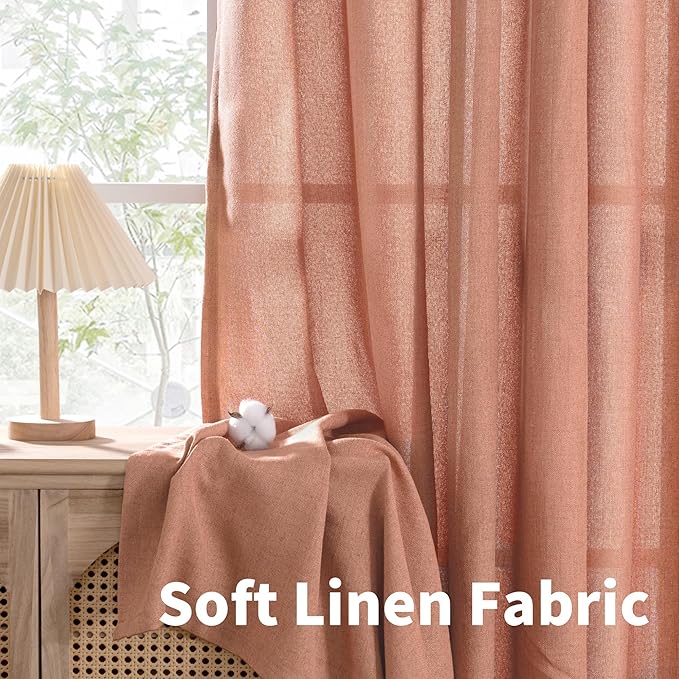 YoungsTex Terracotta Linen Curtains 108 Inch Length - Image 7