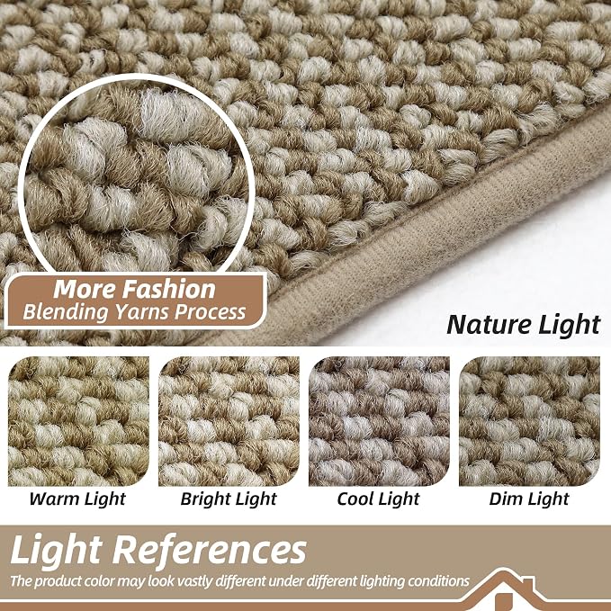 BEQHAUSE Dirt Trapper Door Mat 26" x 40" Half Circle Non Slip, Light Beige | - Image 8