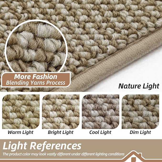 BEQHAUSE Dirt Trapper Door Mat 17" x 30" Half Circle Non Slip, Light Beige | - Image 8