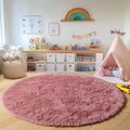 Blush Round Rugs 6ft for Living Room Bedroom, Fluffy Circle Area Rug for Kids by ONASAR