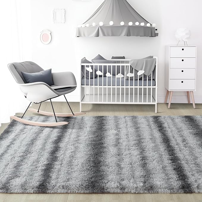 5x7 Grey Fluffy Soft Area Rug Non-Slip - Image 7