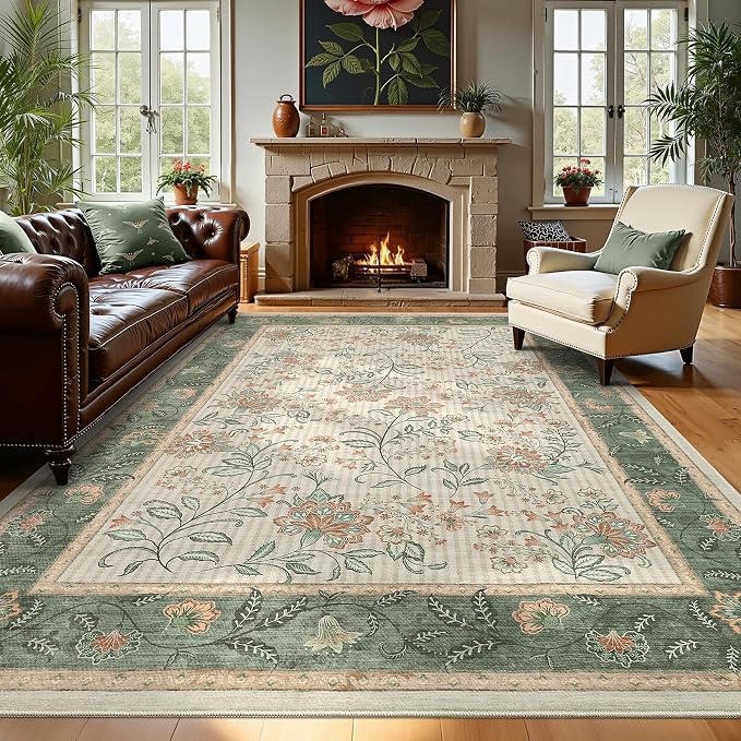 GarveeHome 10x13 Large Living Room Rug Sage Green Washable Area Rug Soft | Non - Image 2