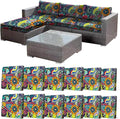 CALBODE 12Pcs Stretch Patio Cushion Cover, Boho Floral Couch & Sofa Slipcovers by CALBODE