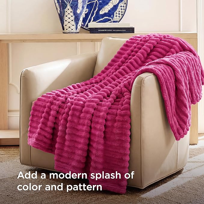 Bedsure Soft Twin XL Blanket for Bed Dorm Hot Pink 66"x90" | Birthday Gifts for - Image 3