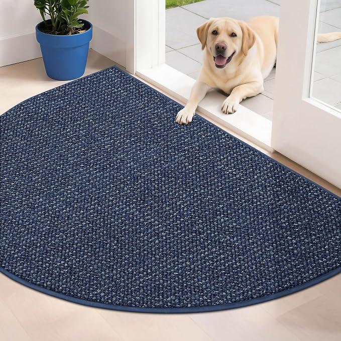 BEQHAUSE Dirt Trapper Door Mat 32" x 48" Half Circle Non Slip Rugs, Absorbent by BEQHAUSE