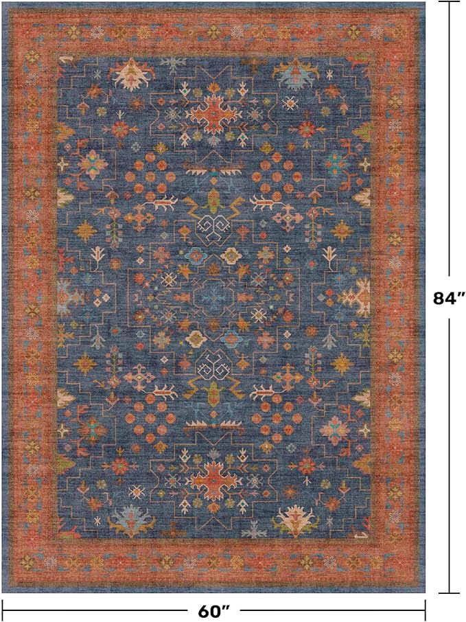 Navy Blue Area Rug 5x7 Living Room Rug - Image 2