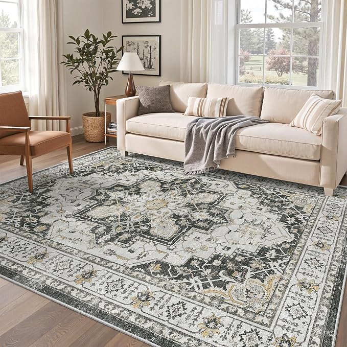 Madane 5x7 Area Rugs for Living Room, Non-Slip Washable Rug, Soft Low Pile by Madane