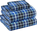 RUVANTI Flannel Sheets Twin XL Size - 100% Cotton Double Brushed Twin XL Sheet Sets, Deep Pockets 16 Inches, All Seasons Breathable & Extra Soft Bed Sheets, Warm & Cozy, 3 Piece, Blue Plaid