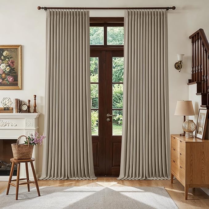Pleated Blackout Dark Flax 120 Inch Long Curtains Double Layer | Viral Pinch by Twodrapes