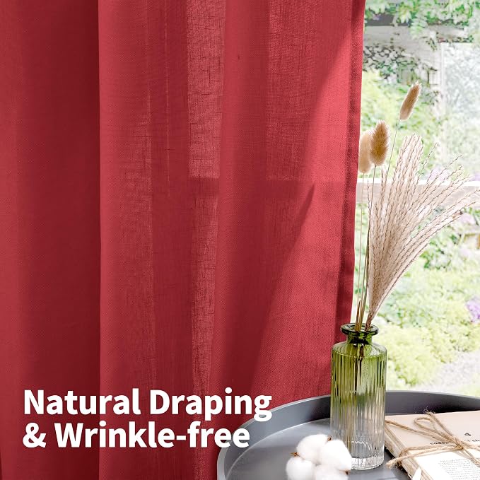 YoungsTex Red Linen Curtains 84 Inches Long - Image 5