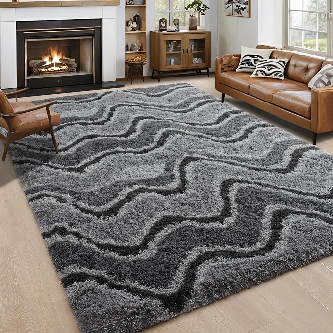 4x6 Grey Fluffy Soft Area Rug Non-Slip by ModernHomeDecor