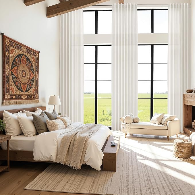 Ivory White Linen 144 Inch Curtains - Image 6