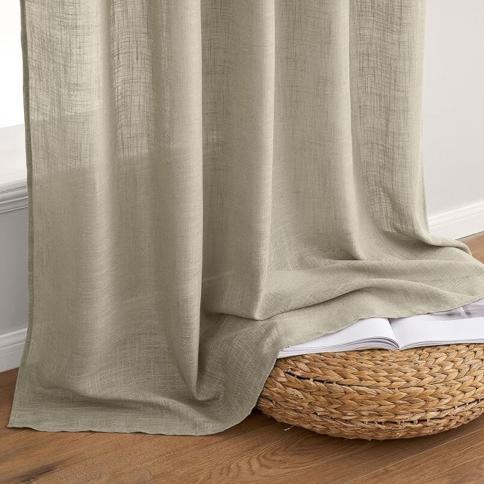 MIULEE Oatmeal Linen Curtains 52x72 Inch 2 Panels - Image 7