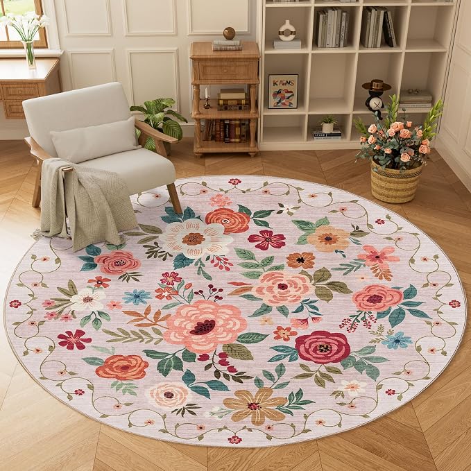 DUKINO 6ft Round Rug, Soft Washable Circle Rug - Image 3