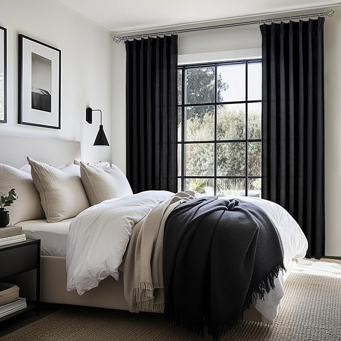 Modern Pinch Pleated Black Curtains - Image 6