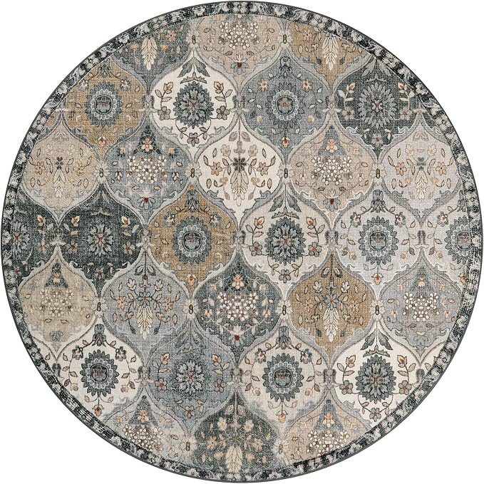 Lahome Moroccan Washable Round Rug 5ft, Soft Circle Rug - Image 3