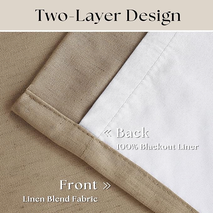 Light Brown Pleated Linen Blackout Curtains 102 Inches Long - Image 4